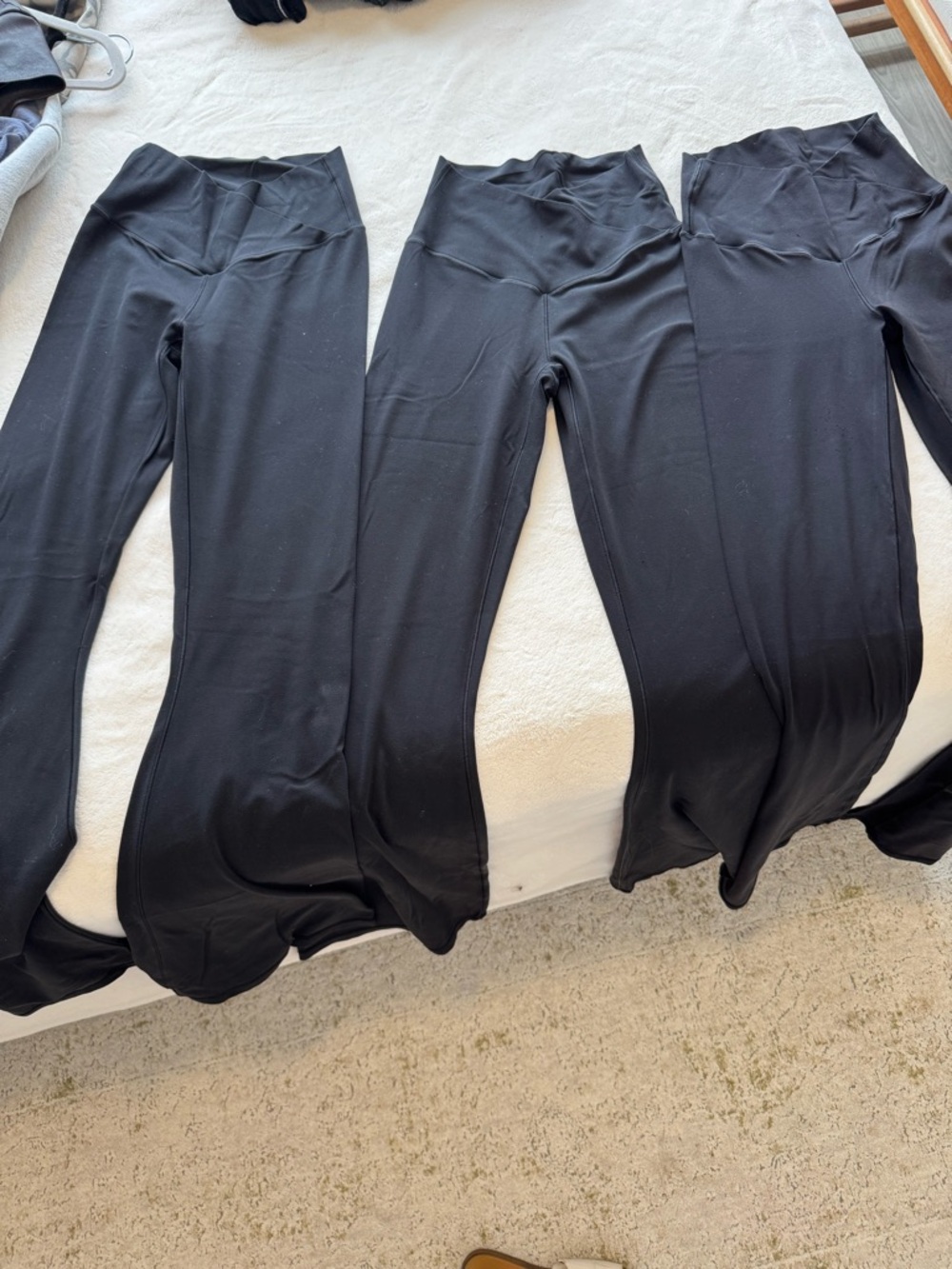 Black Flare High-Waist Leggings - Set of Three